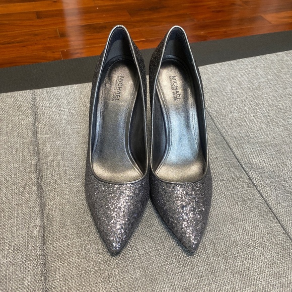 Michael Kors Silver Glitter Heels Size 7 - Picture 1 of 7